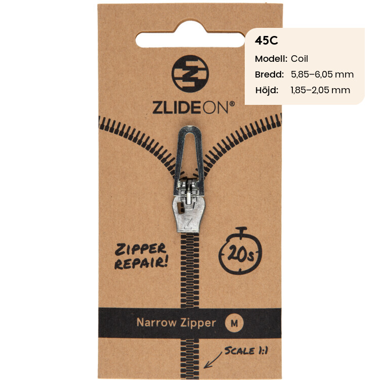ZlideOn - vetoketjun vedin, 45C Hopea kapea M