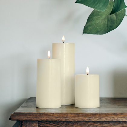 Premium LED pöytäkynttilä, Kermanvalkoinen Ø 7,8x18 cm