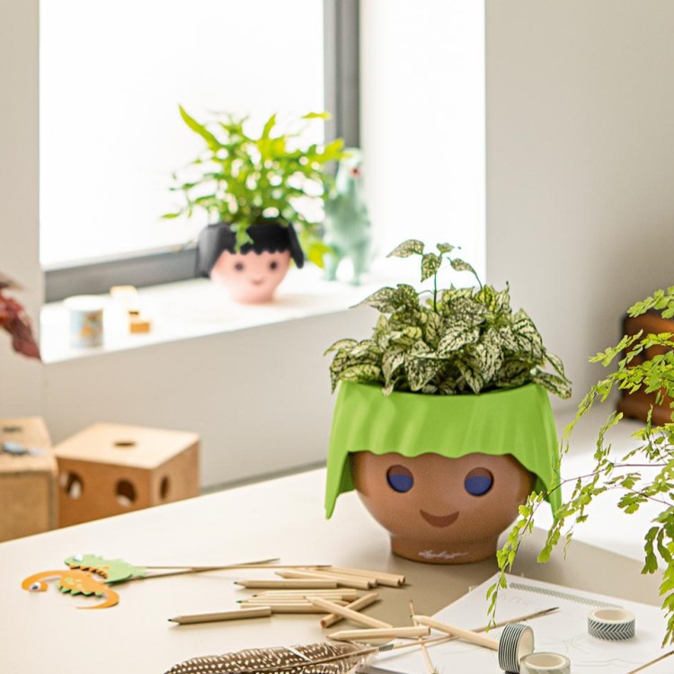 Itsekasteleva ruukku, Kasvot, Vihreät hiukset