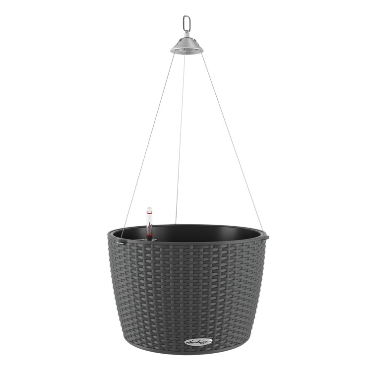 Itsekasteleva amppeliruukku, tummanharmaa Ø35 cm