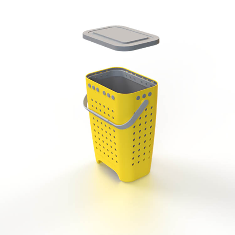 Jätteiden lajitteluastia Green Lizzie, työnnä ja tyhjennä, Keltainen