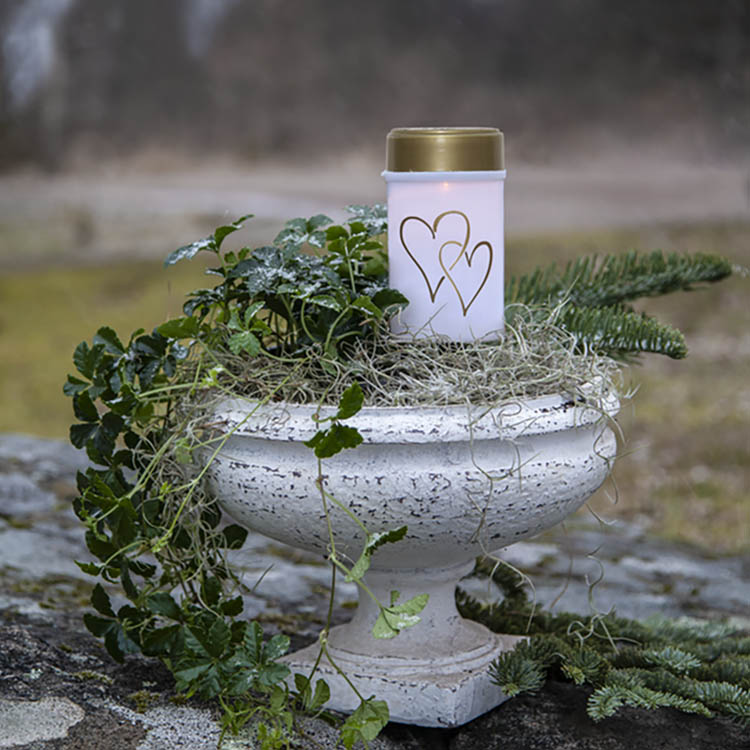 Aurinkokennokäyttöinen hautakynttilä, Valkoinen