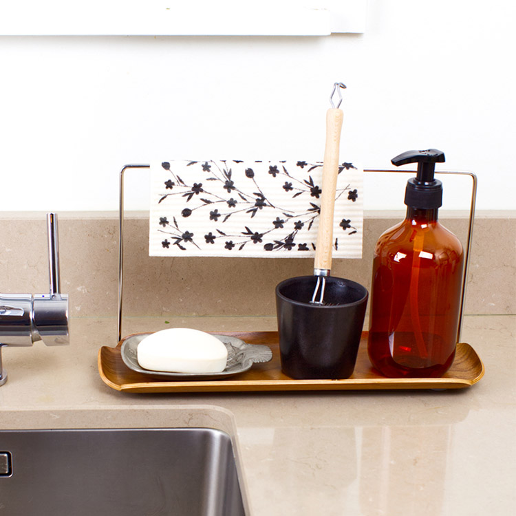 Vedenkestävä astianpesukoneen tarjotin, jossa on tiskirättipidike, Päh