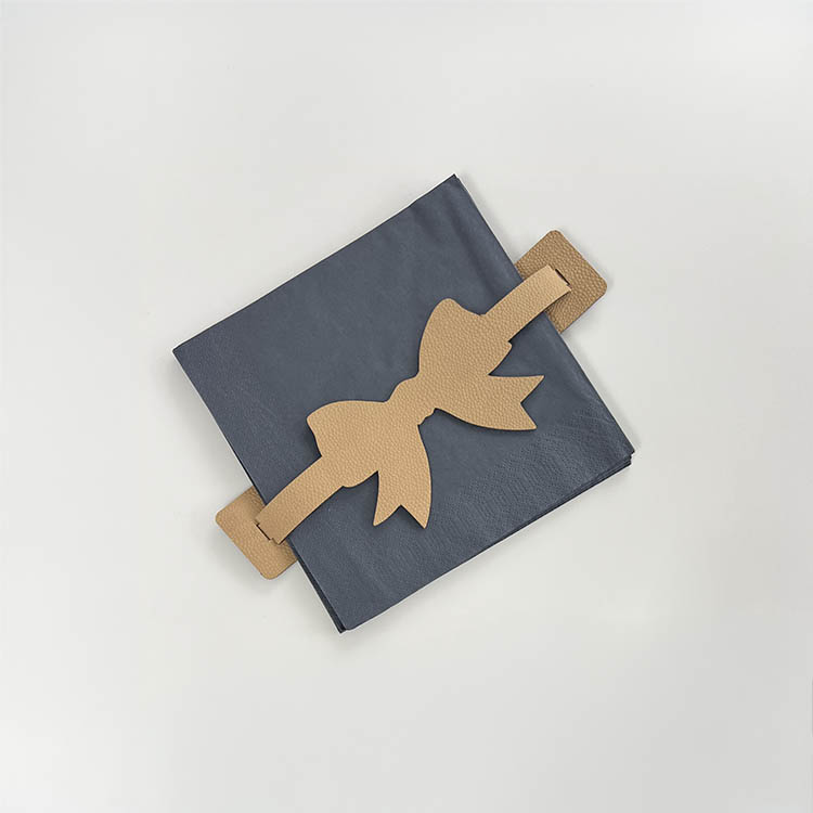 Nahkainen lautasliinapidike rusetilla, Beige