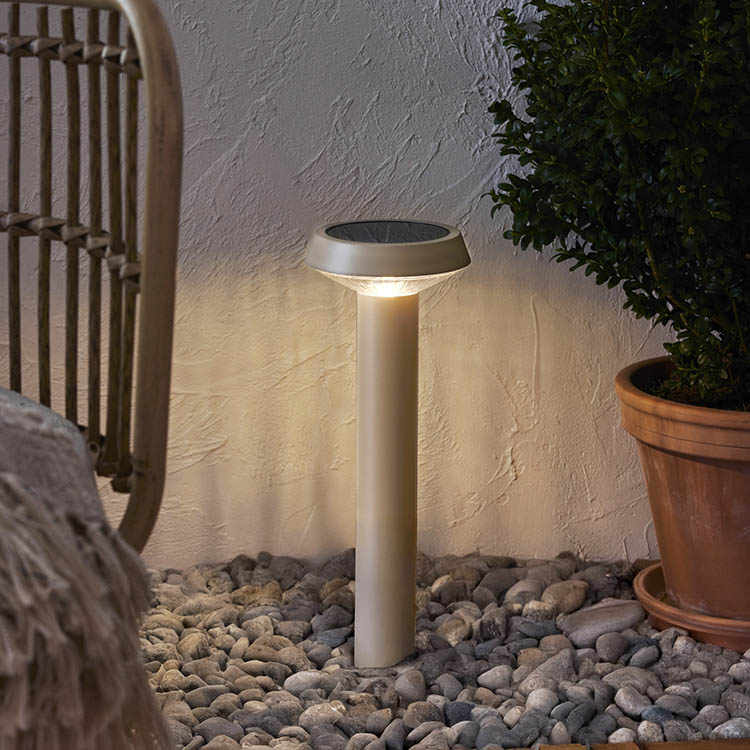 Aurinkovoimalla toimiva pylväsvalaisin, 45 cm, Casa, Beige