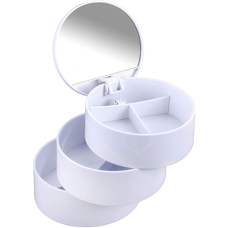 Rasia peilillä, COSMETIC TOWER, Ø 13 x K 14 cm, valkoinen