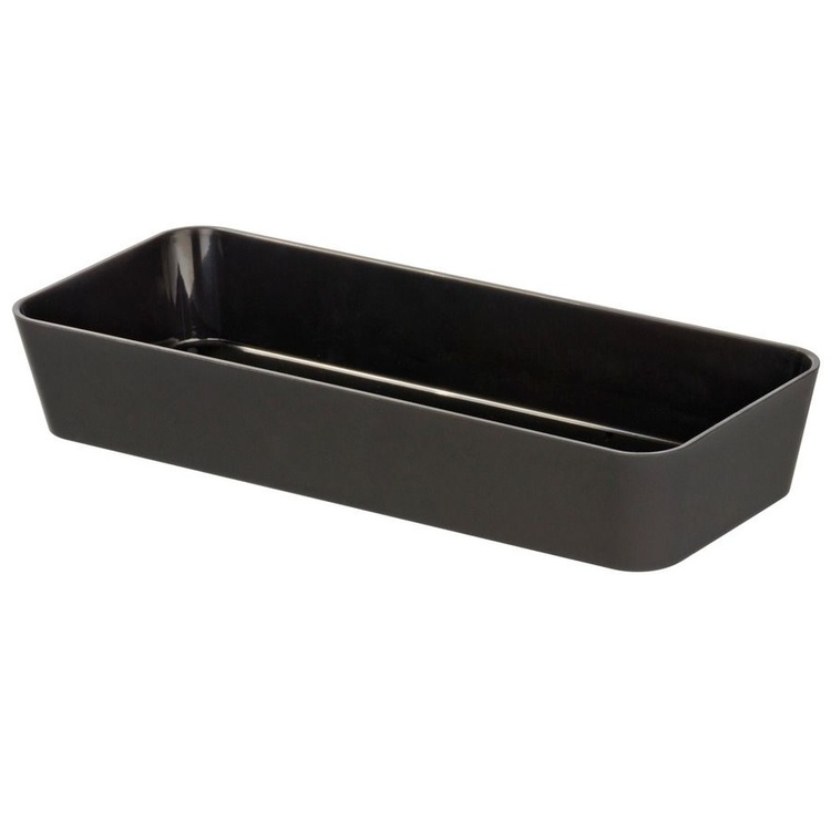Pitkulainen säilytyslokero / laatikkojaotin, GOM SOFT TOUCH, 24 x 10 x K 4 cm, musta