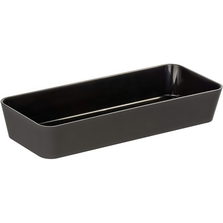 Pitkulainen säilytyslokero / laatikkojaotin, GOM SOFT TOUCH, 24 x 10 x K 4 cm, musta