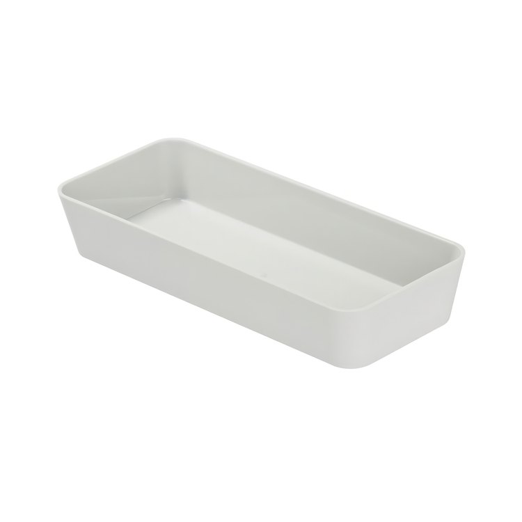 Pitkulainen säilytyslokero / laatikkojaotin, GOM SOFT TOUCH, 24 x 10 x K 4 cm, valkoinen