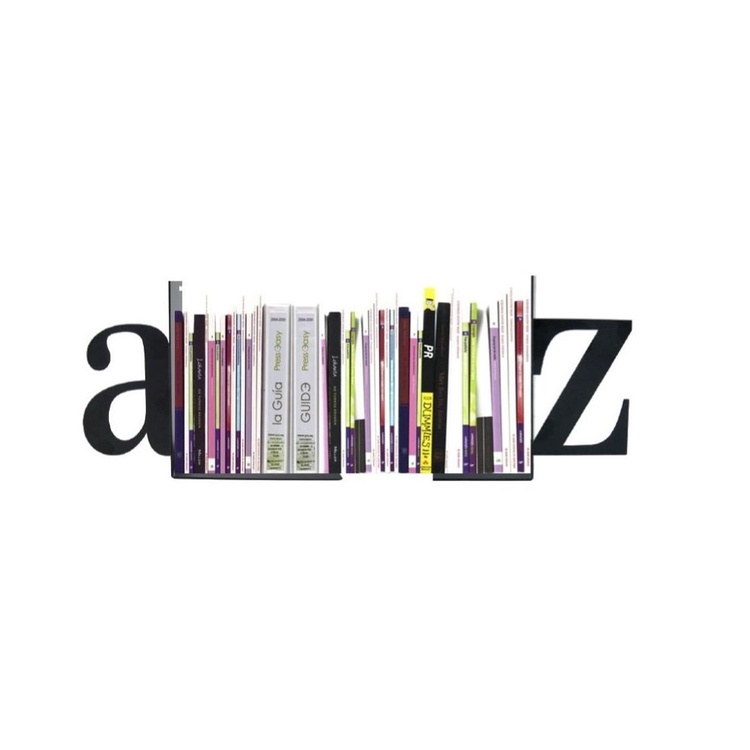 Kirjatuet metallia, 2 kpl, BOOK ENDS A - Z, Mustat
