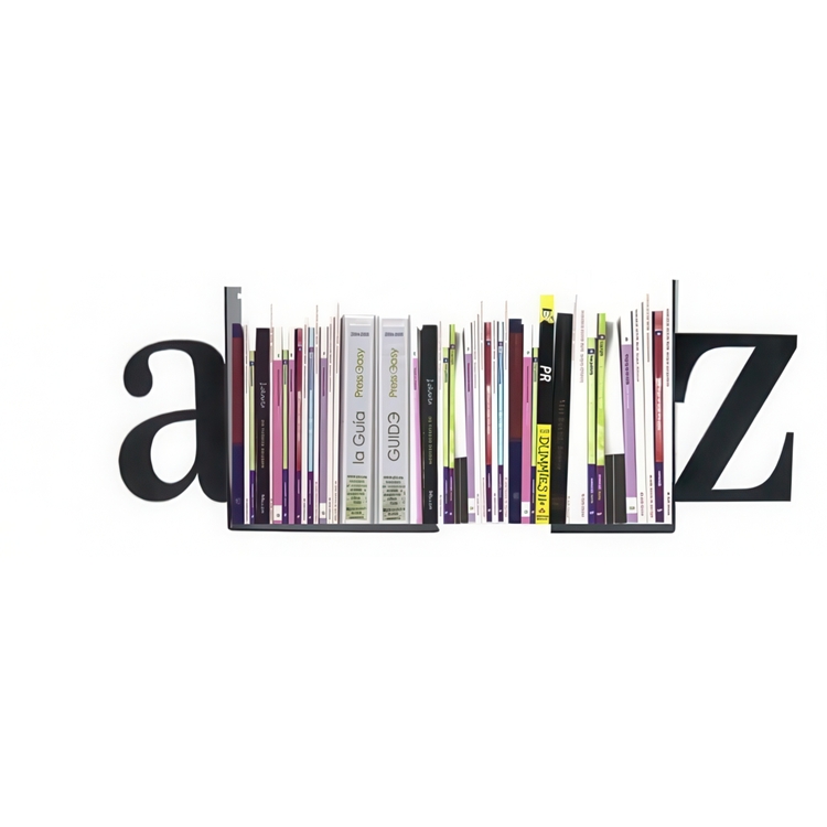 Kirjatuet metallia, 2 kpl, BOOK ENDS A - Z, Mustat
