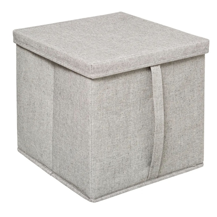 Kangaslaatikko kannella, ORGA STORAGE BOX CUBE, 31 x 31 x K 31 cm, beige-harmaa