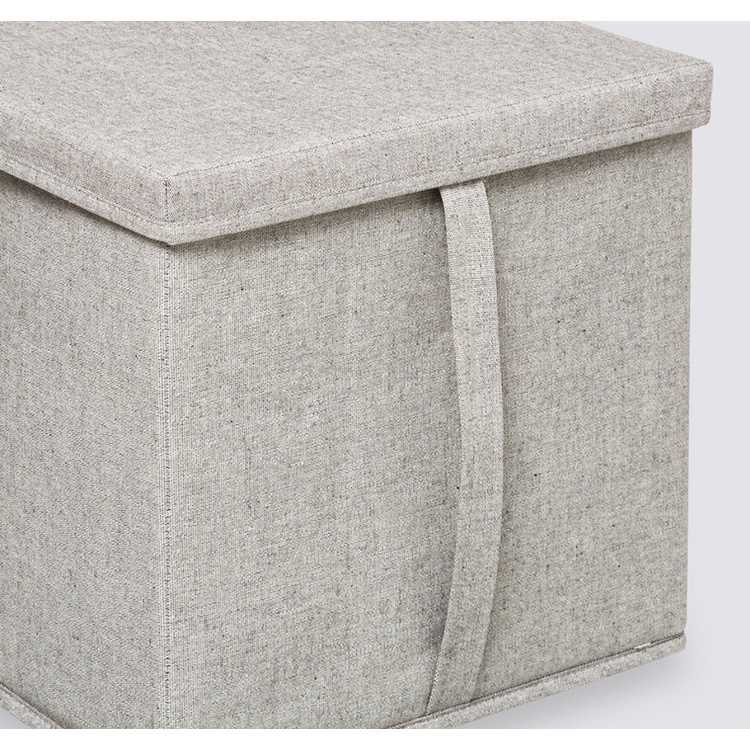 Kangaslaatikko kannella, ORGA STORAGE BOX CUBE, 31 x 31 x K 31 cm, beige-harmaa