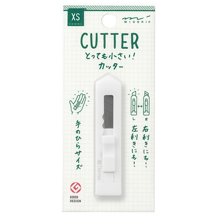 Minikokoinen katkoteräveitsi, MIDORI CUTTER XS, valkoinen