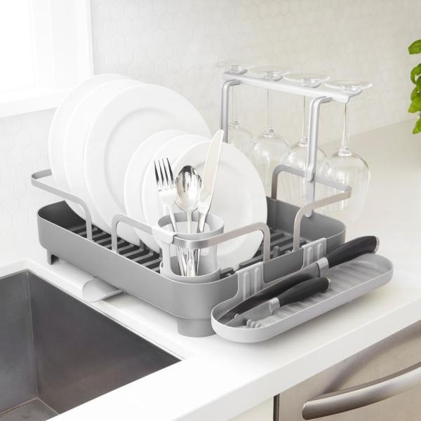 Astiankuivausteline viinilasipidikkeellä, HOLSTER DISH RACK, 42 x 34,5 x K15 cm, Umbra