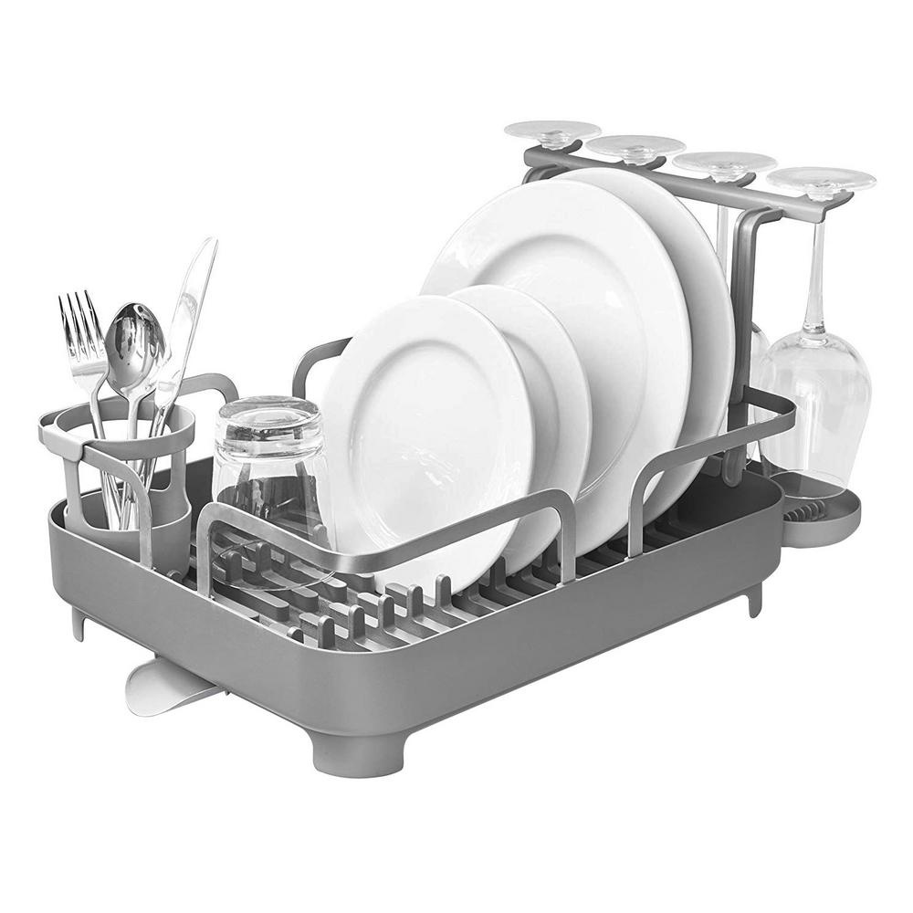 Astiankuivausteline viinilasipidikkeellä, HOLSTER DISH RACK, 42 x 34,5 x K15 cm, Umbra