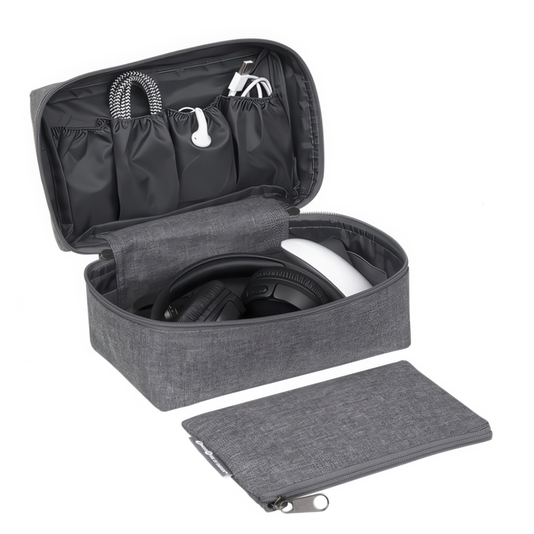 Asustekotelo lisäpussilla, BIGSO ACCESSORIES ORGANIZER, harmaa