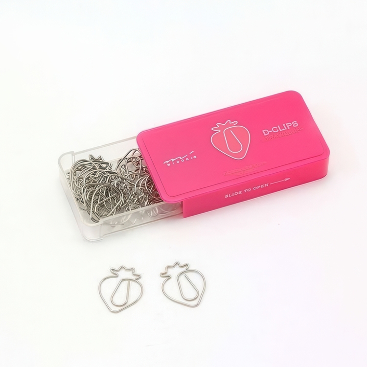 Paperiliittimet, mansikat, 30 kpl, D-CLIPS STRAWBERRY, Midori, Pinkki / hopea