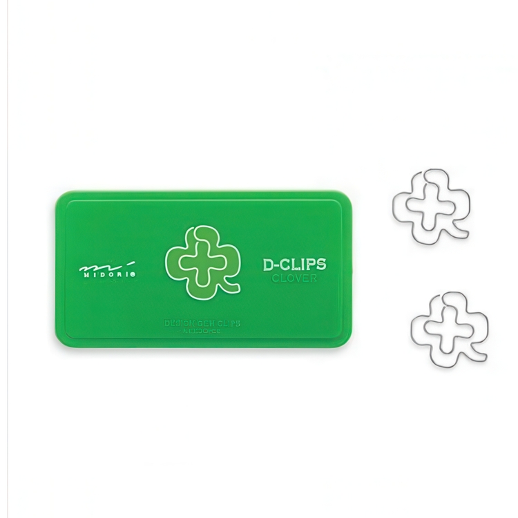 Paperiliittimet, apilanlehti, 30 kpl, D-CLIPS CLOVER, vihreä / hopea