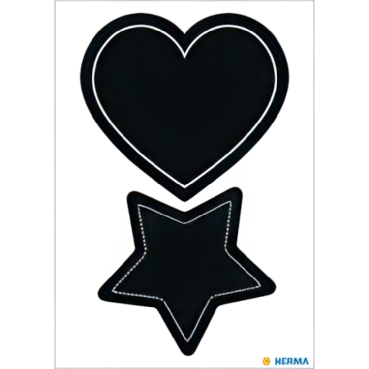 Liitutarrat, HERMA LARGE HEART / STAR, 4 kpl, mustat