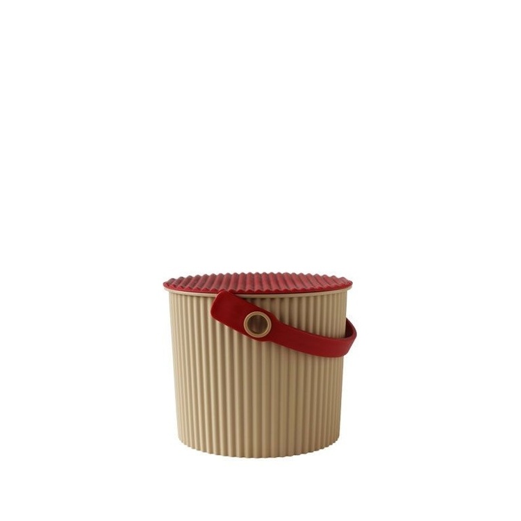 Kannellinen ämpäri 4 l, Omnioutil, beige/punainen