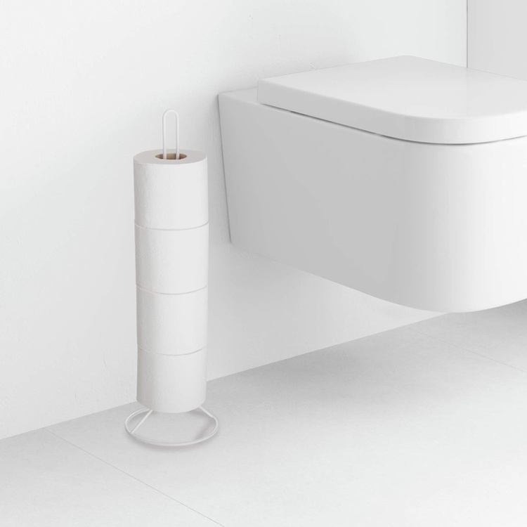 Metallinen pidike ylimääräisille WC-paperirullille, valkoinen