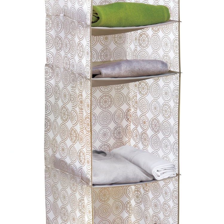 Riippuva vaatekaappi 4 lokeroa, valkoinen/beige