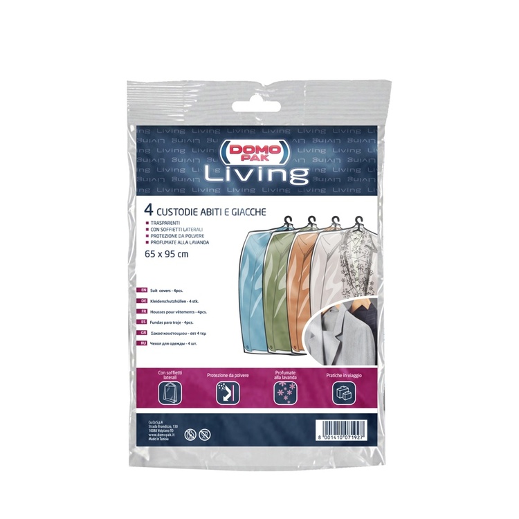 Vaatesuoja laventelin tuoksulla 4-pack, 95 cm