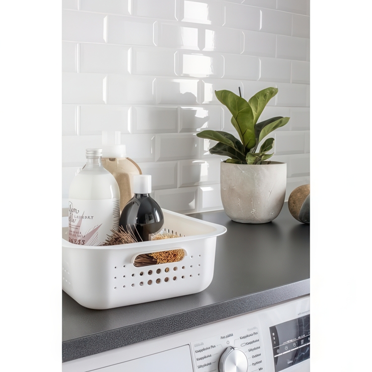 Säilytyskori kierrätysmuovista 6 l, SmartStore, valkoinen