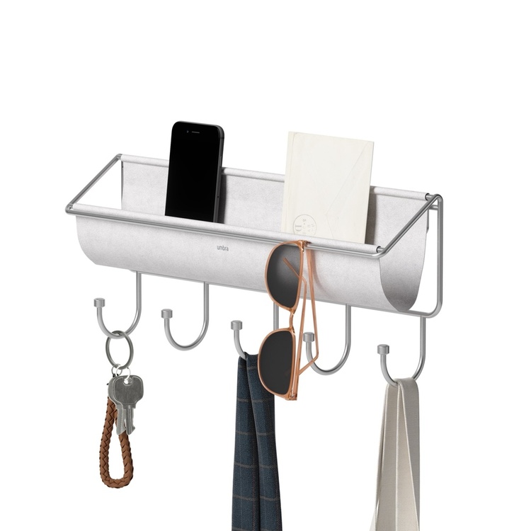 Koukkurivi säilytystilalla, UMBRA HAMMOCK ORGANIZER, 41,5 x K 18 cm Vaaleanharmaa