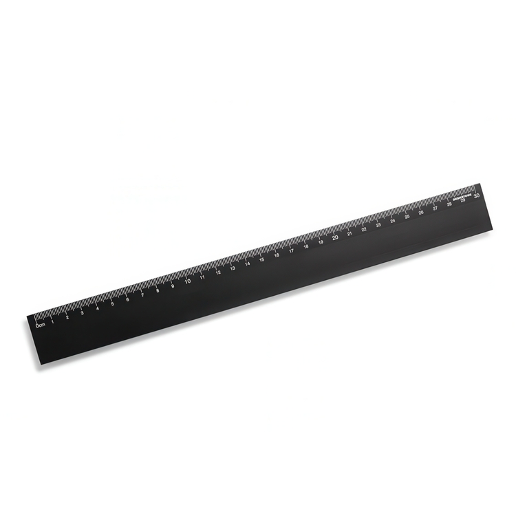 Alumiininen viivain, 30 cm, DESKSTORE SIZE BLACK, musta