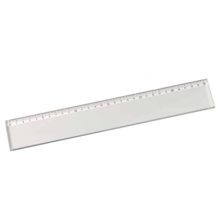 Viivain vahvaa akryyliä, CRISTAL CLEAR, 30 cm, kirkas