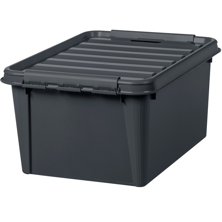 Säilytyslaatikko kannella, kierrätysmuovia 31 l, SmartStore, harmaa