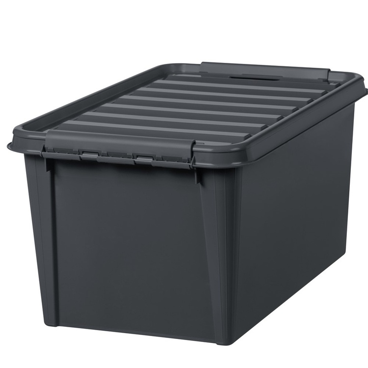 Suuri säilytyslaatikko kannella, kierrätysmuovia 46 l, SmartStore, musta
