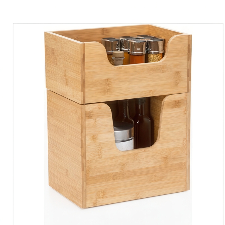 Avolaatikko, pinottava, STACK LARGE BAMBOO BASKET, 31,5 x 21,5 x K 26,5 cm, Luonnonvärinen