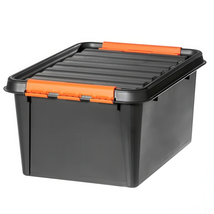 Säilytyslaatikko kannella 31 l, SmartStore Pro, musta/oranssi