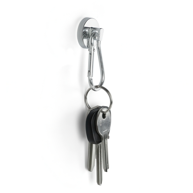 Magneetti karabiinihaalla 2-pack, hopea