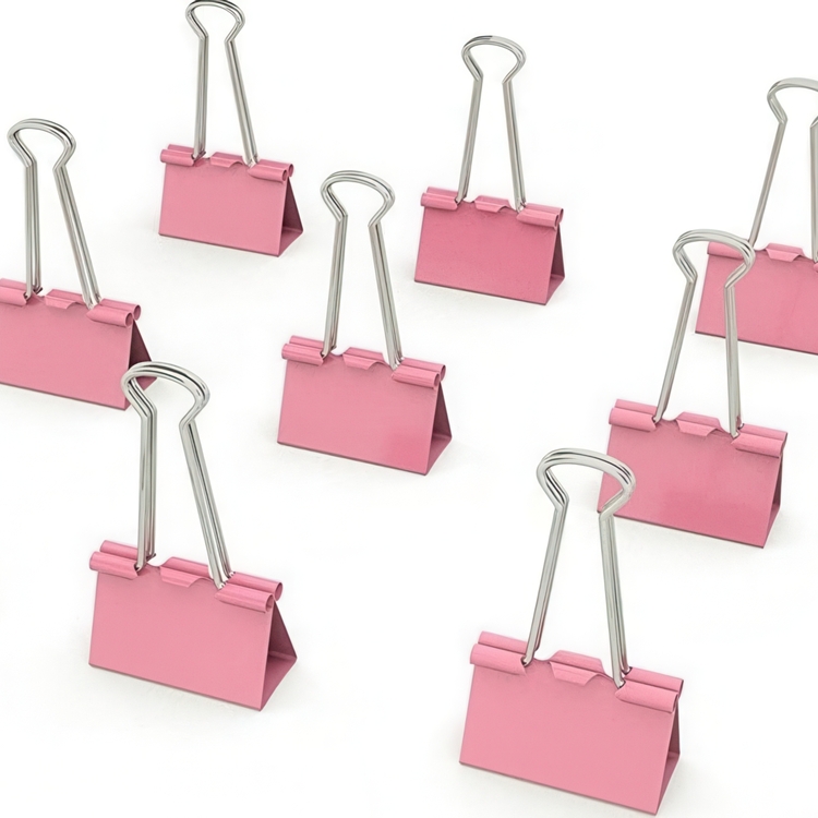Paperinipistimet, 6 kpl FOLDBACK CLIPS L, 41 mm, vaaleanpunainen