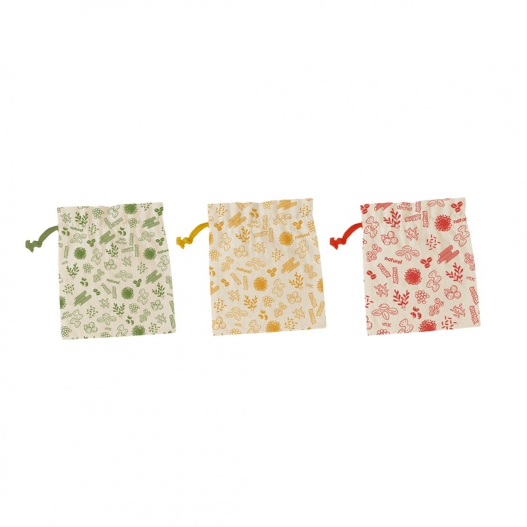 Puuvillapussi elintarvikkeille 3-pack