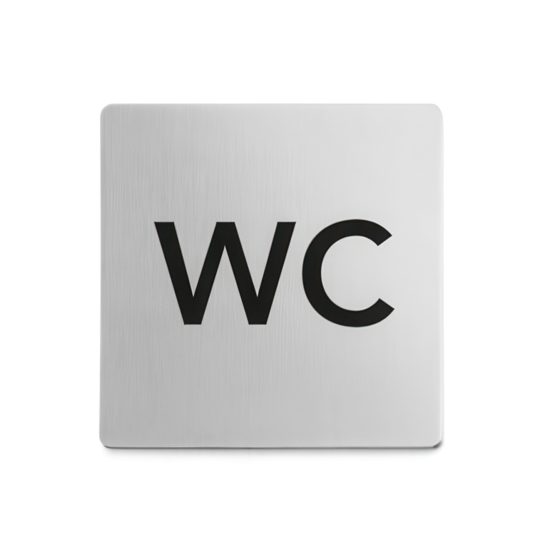 WC-kyltti ruostumatonta terästä, 8 x 8 cm