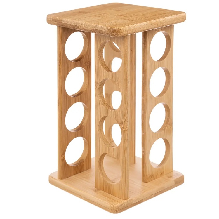 Pyörivä mausteteline 16 purkkia, bambua