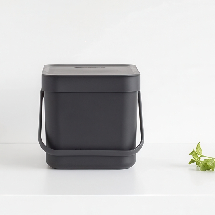 Roska-astia kannella ja kahvalla 6 l, Brabantia, tummanharmaa