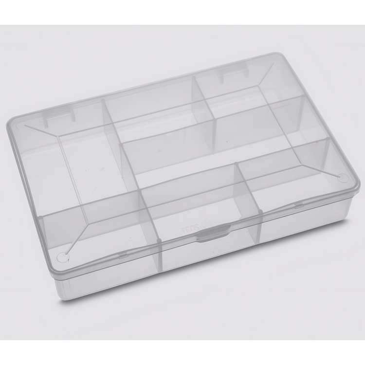 Lajittelurasia kannella, 7 lokeroa, DIY SMALL BOX, 17 x 11,8 x K 3,3 cm, kirkas