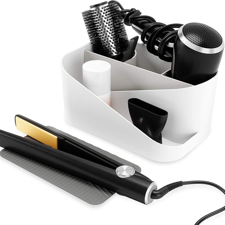 Hiustenkuivaajateline ym., UMBRA GLAM HAIR TOOLS ORGANISER, 26,5 x 17 x K 12,5 cm, valkoinen/harmaa