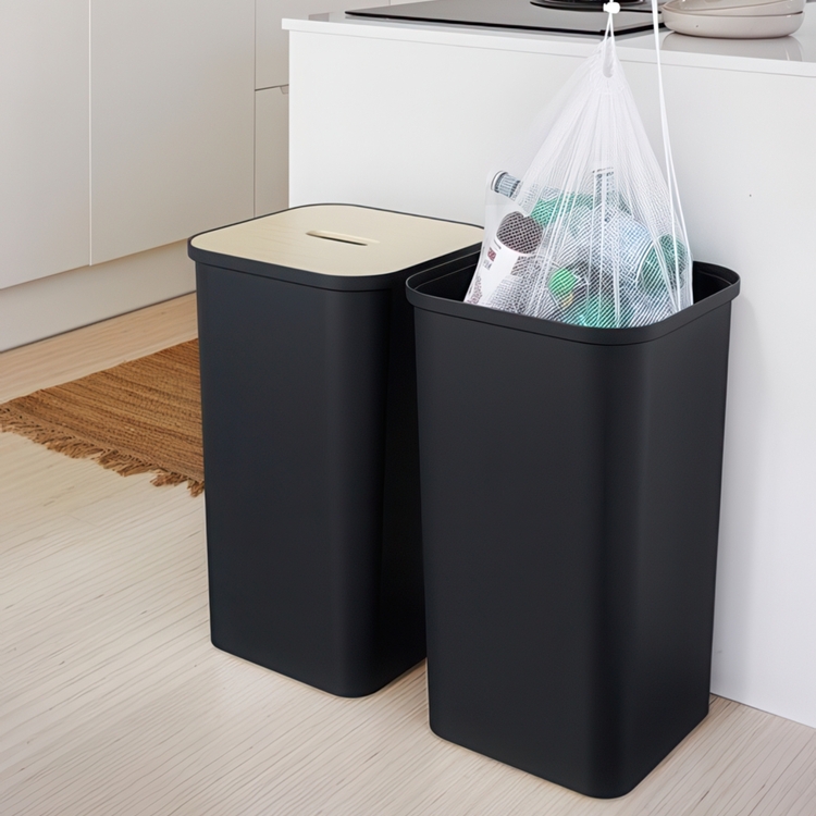 Pyykkikori puukannella 53 l, SmartStore