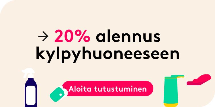 20 % alennus kylpyhuonetarvikkeista