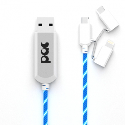 USB-kaapeli näkyvällä virransiirrolla, Kolmipäinen Sininen ryhmässä Koti / Elektroniikka / Kaapelit ja sovittimet @ SmartaSaker.se (12371-B)