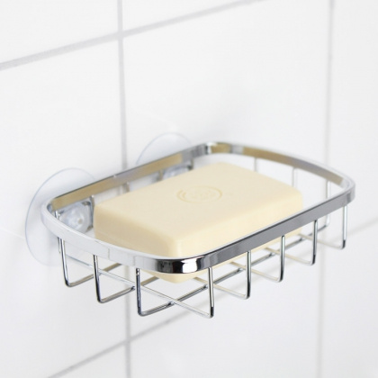 Ruostumattomasta teräksestä valmistettu saippua-alusta imukupilla ryhmässä Koti / Kylpyhuone / Kylpyhuoneen säilytys @ SmartaSaker.se (12541)