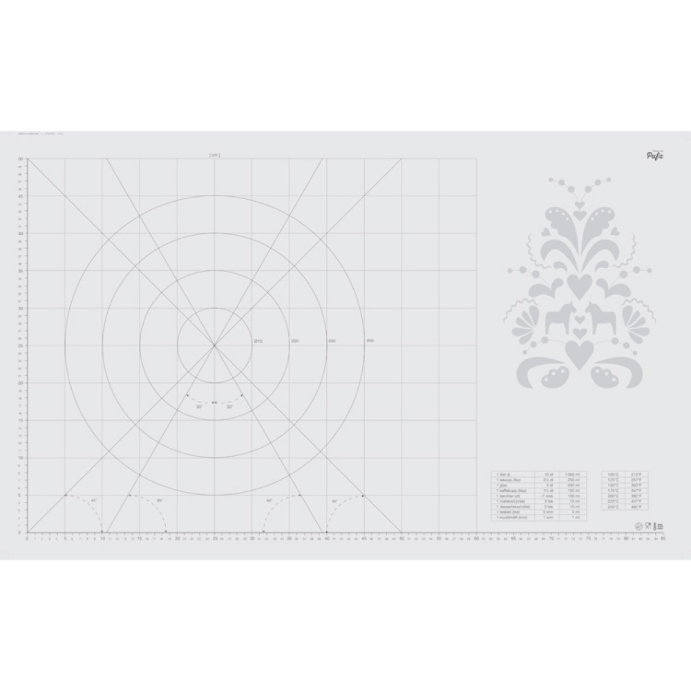 Iso leivonta-alusta mitoilla ja muuntotaulukolla, 90x55 cm ryhmässä Koti / Keittiötarvikkeet / Leivonta @ SmartaSaker.se (11968)