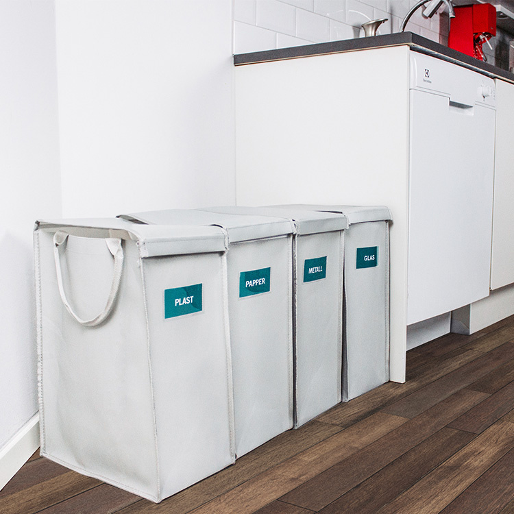 Lajittelukassit jätteille, 4 kpl ryhmässä Koti / Ympäristöystävälliset tuotteet / Jätelajittelu @ SmartaSaker.se (13028)